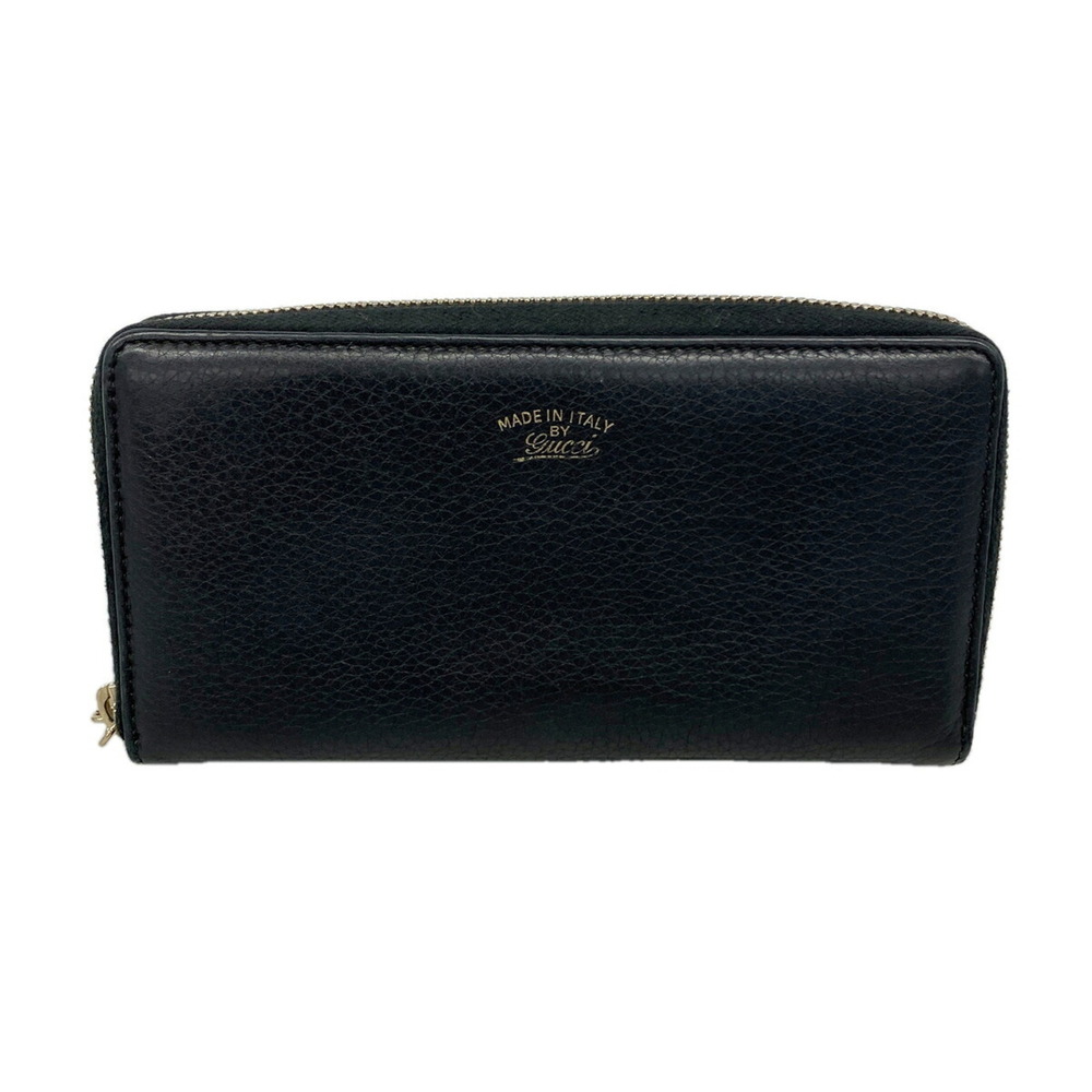 Gucci Bamboo Long Wallet 307984 Leather Black Women's